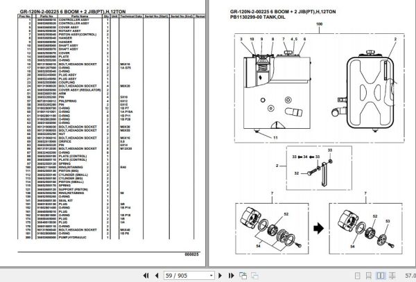 Tadano Rough Terrain Crane GR 120N 2 00225 6 Boom 2 Jib PT H 12TON Parts Catalog 2