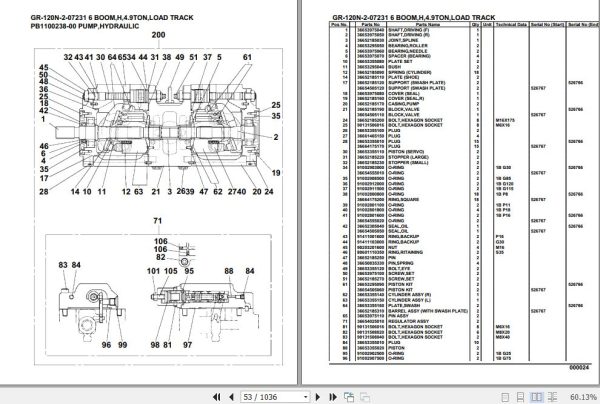 Tadano Rough Terrain Crane GR 120N 2 07231 6 Boom H 4.9Ton Load Track Parts Catalog 2