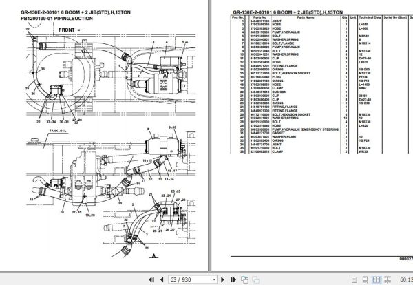 Tadano Rough Terrain Crane GR 130E 2 00101 6 Boom 2 Jib STD H 13TON Parts Catalog 2