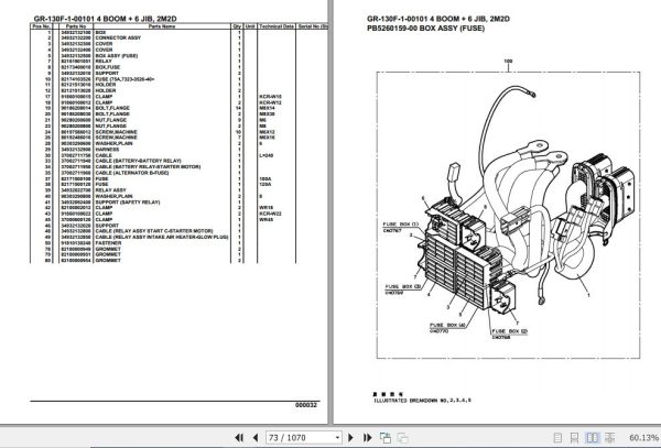Tadano Rough Terrain Crane GR 130F 1 00101 4 Boom 6 Jib 2M2D Parts Catalog 2