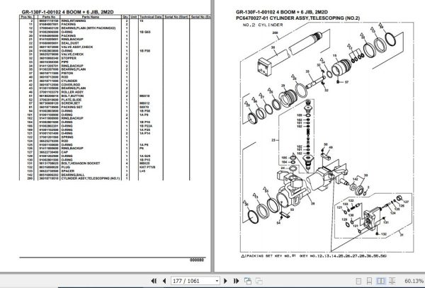 Tadano Rough Terrain Crane GR 130F 1 00102 4 Boom 6 Jib 2M2D Parts Catalog 2