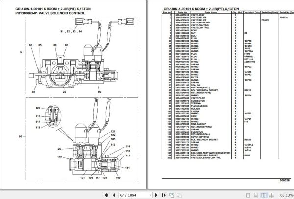 Tadano Rough Terrain Crane GR 130N 1 00101 6 Boom 2 Jib P T X 13TON Parts Catalog 2