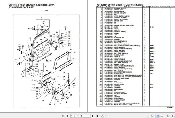 Tadano Rough Terrain Crane GR 130N 1 00104 6 Boom 2 Jib P T H 4.9TON Parts Catalog 2