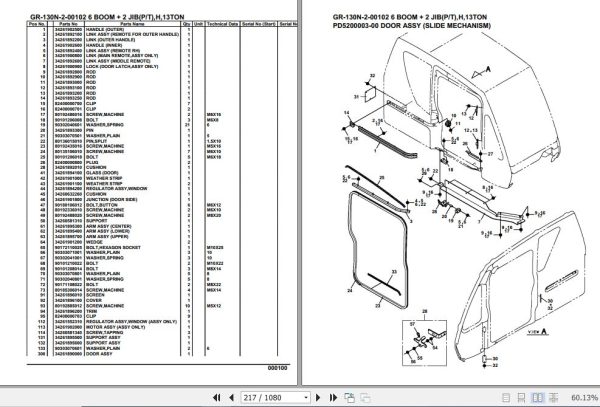 Tadano Rough Terrain Crane GR 130N 2 00102 6 Boom 2 Jib P T H 13TON Parts Catalog 2