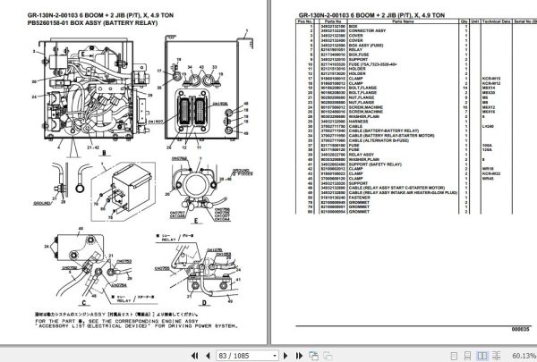 Tadano Rough Terrain Crane GR 130N 2 00103 6 Boom 2 Jib P T X 4.9 TON Parts Catalog 2