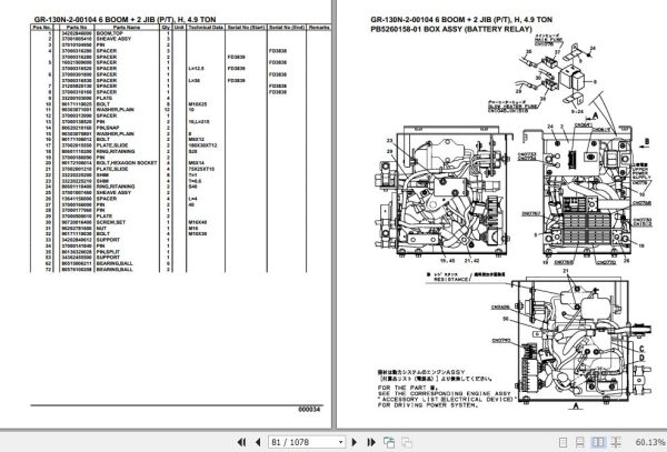 Tadano Rough Terrain Crane GR 130N 2 00104 6 Boom 2 Jib P T H 4.9 TON Parts Catalog 2