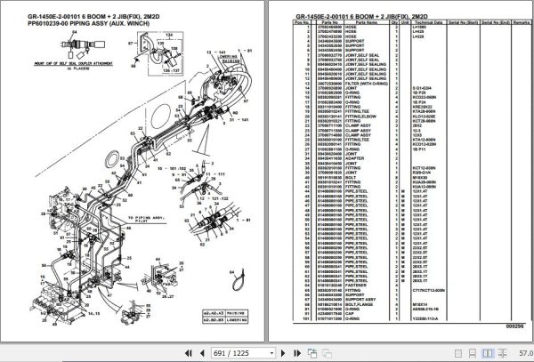 Tadano Rough Terrain Crane GR 1450E 2 00101 6 Boom 2 Jib Fix 2M2D Parts Catalog 2