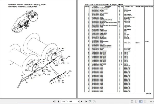 Tadano Rough Terrain Crane GR 1450E 2 00102 6 Boom 2 Jib PT 2M2D Parts Catalog 2