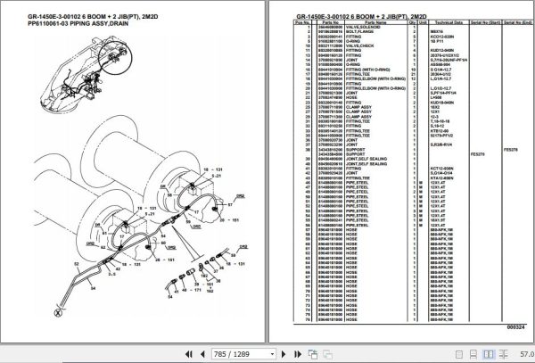 Tadano Rough Terrain Crane GR 1450E 3 00102 6 Boom 2 Jib PT 2M2D Parts Catalog 2