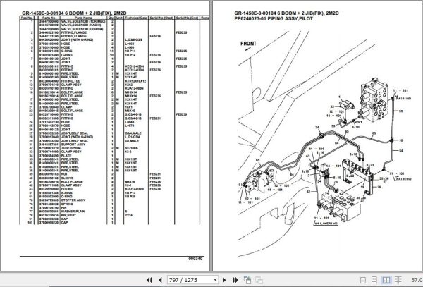 Tadano Rough Terrain Crane GR 1450E 3 00104 6 Boom 2 Jib Fix 2M2D Parts Catalog 2