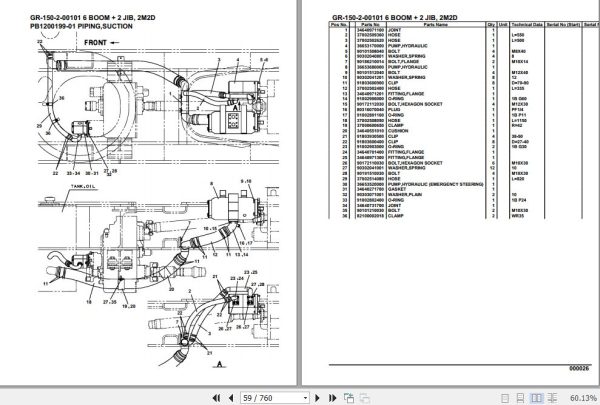 Tadano Rough Terrain Crane GR 150 2 00101 6 Boom 2 Jib 2M2D Parts Catalog 2