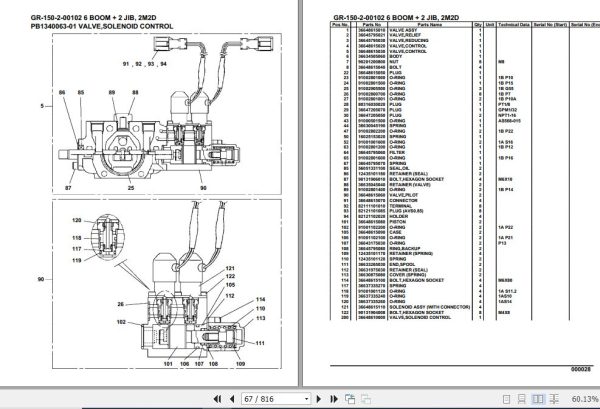 Tadano Rough Terrain Crane GR 150 2 00102 6 Boom 2 Jib 2M2D Parts Catalog 2