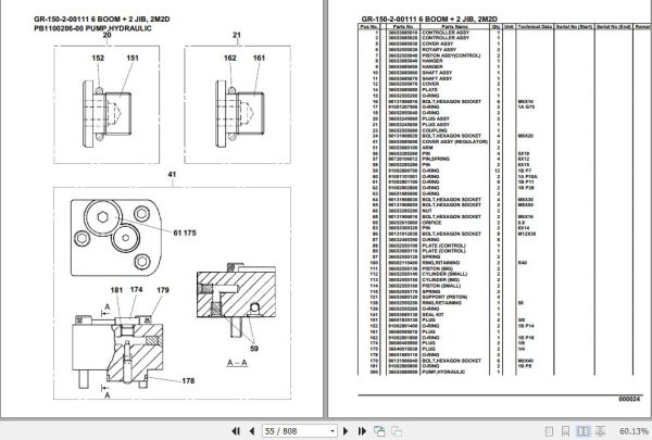 Tadano Rough Terrain Crane GR 150 2 00111 6 Boom 2 Jib 2M2D Parts Catalog 2