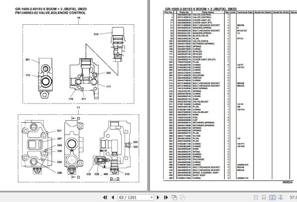 Tadano Rough Terrain Crane GR 1600 2 00103 6 Boom 2 Jib Fix 2M2D Parts Catalog 2