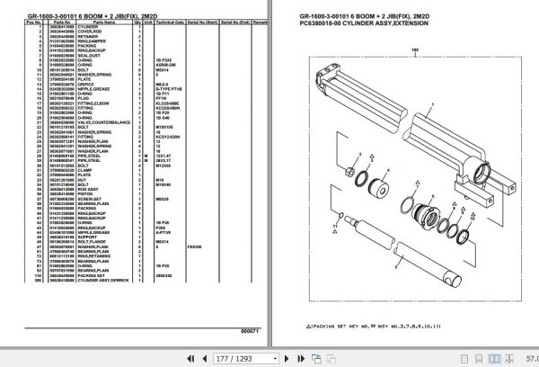 Tadano Rough Terrain Crane GR 1600 3 00101 6 Boom 2 Jib Fix 2M2D Parts Catalog 2