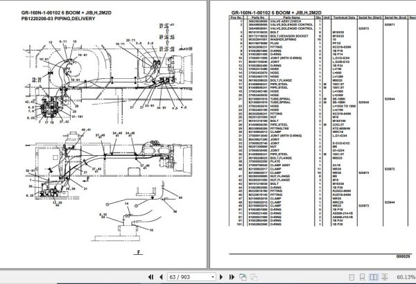 Tadano Rough Terrain Crane GR 160N 1 00102 6 Boom Jib H 2M2D Parts Catalog 2
