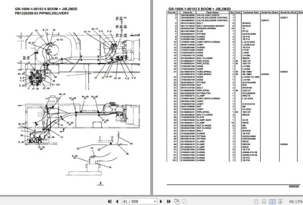 Tadano Rough Terrain Crane GR 160N 1 00103 6 Boom Jib 2M2D Parts Catalog 2
