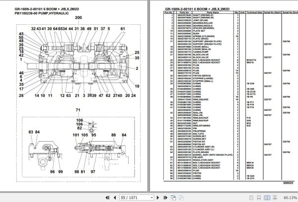 Tadano Rough Terrain Crane GR 160N 2 00101 6 Boom Jib X 2M2D Parts Catalog 2