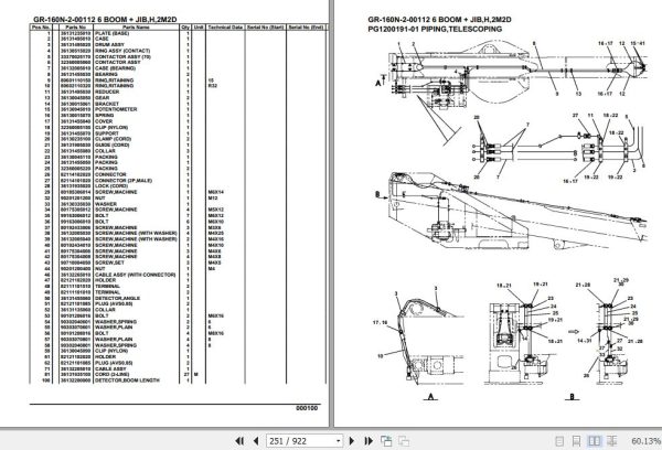Tadano Rough Terrain Crane GR 160N 2 00112 6 Boom Jib H 2M2D Parts Catalog 2