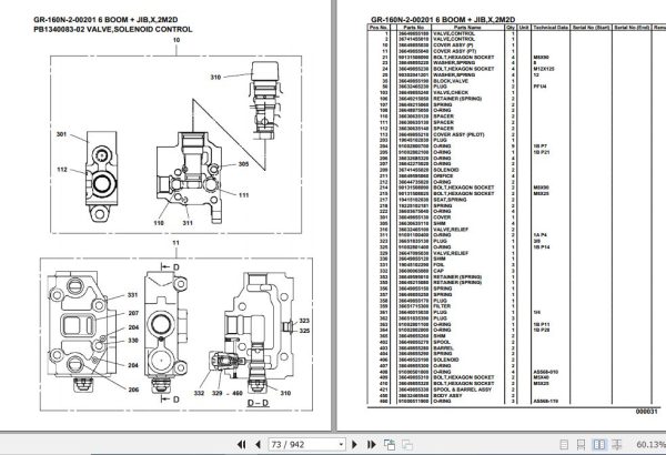 Tadano Rough Terrain Crane GR 160N 2 00201 6 Boom Jib X 2M2D Parts Catalog 2