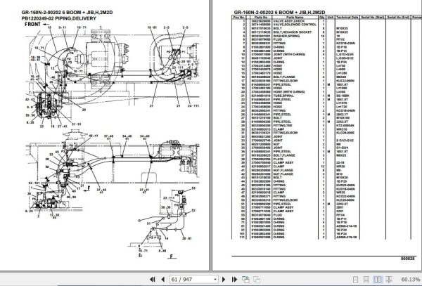 Tadano Rough Terrain Crane GR 160N 2 00202 6 Boom Jib H 2M2D Parts Catalog 2