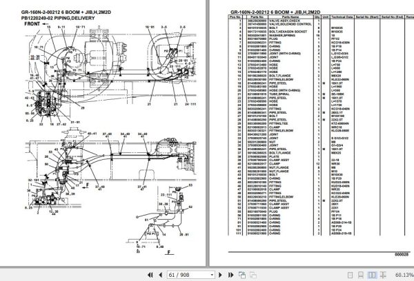 Tadano Rough Terrain Crane GR 160N 2 00212 6 Boom Jib H 2M2D Parts Catalog 2