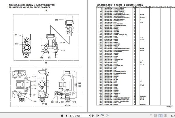 Tadano Rough Terrain Crane GR 200E 3 00101 6 Boom 2 Jib STD H 20TON Parts Catalog 2
