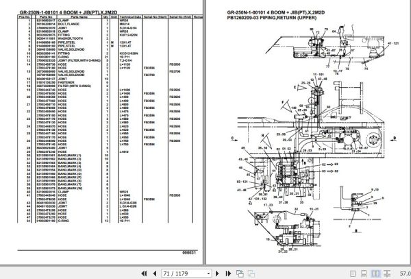Tadano Rough Terrain Crane GR 250N 1 00101 4 Boom Jib PT X 2M2D Parts Catalog 2