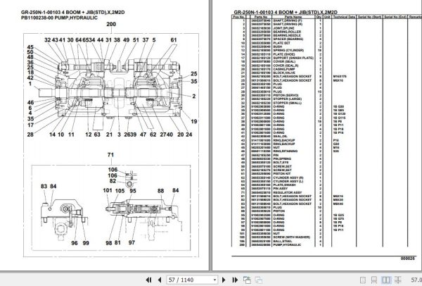 Tadano Rough Terrain Crane GR 250N 1 00103 4 Boom Jib STD X 2M2D Parts Catalog 2