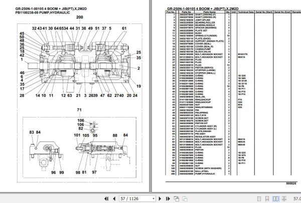 Tadano Rough Terrain Crane GR 250N 1 00105 4 Boom Jib PT X 2M2D Parts Catalog 2