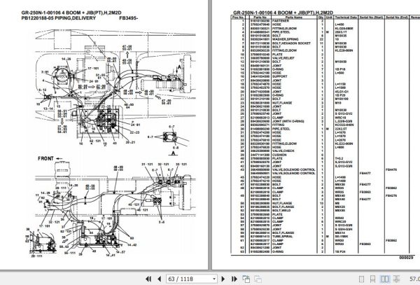 Tadano Rough Terrain Crane GR 250N 1 00106 4 Boom Jib PT H 2M2D Parts Catalog 2