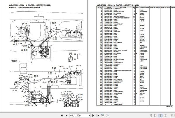 Tadano Rough Terrain Crane GR 250N 1 00201 4 Boom Jib PT X 2M2D Parts Catalog 2