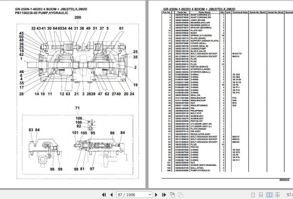 Tadano Rough Terrain Crane GR 250N 1 00203 4 Boom Jib STD X 2M2D Parts Catalog 2