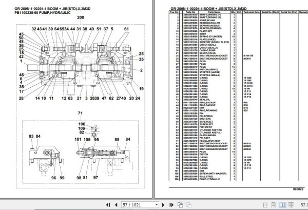 Tadano Rough Terrain Crane GR 250N 1 00204 4 Boom Jib STD X 3M3D Parts Catalog 2