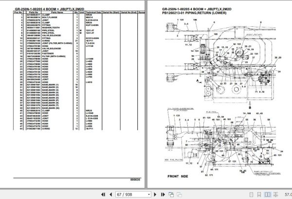 Tadano Rough Terrain Crane GR 250N 1 00205 4 Boom Jib PT X 2M2D Parts Catalog 2