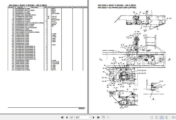 Tadano Rough Terrain Crane GR 250N 1 00207 4 Boom Jib X 2M2D Parts Catalog 2