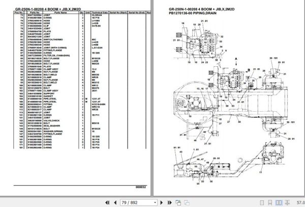 Tadano Rough Terrain Crane GR 250N 1 00208 4 Boom Jib X 2M2D Parts Catalog 2