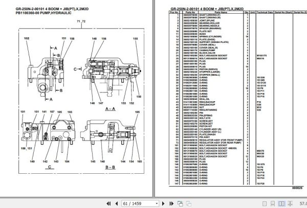 Tadano Rough Terrain Crane GR 250N 2 00101 4 Boom Jib PT X 2M2D Parts Catalog 2