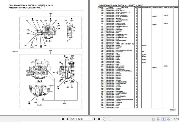 Tadano Rough Terrain Crane GR 250N 4 00104 4 Boom 2 Jib PT X 2M2D Parts Catalog 2