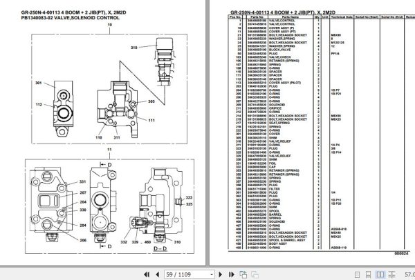 Tadano Rough Terrain Crane GR 250N 4 00113 4 Boom 2 Jib PT X 2M2D Parts Catalog 2