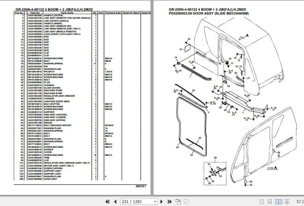 Tadano Rough Terrain Crane GR 250N 4 00122 4 Boom 2 Jib FAJ X 2M2D Parts Catalog 2