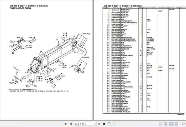 Tadano Rough Terrain Crane GR 300 1 00211 4 Boom 2 Jib 2M2D Parts Catalog 2
