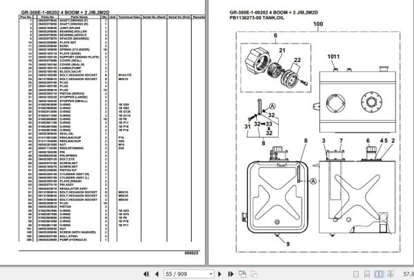 Tadano Rough Terrain Crane GR 300E 1 00202 4 Boom 2 Jib 2M2D Parts Catalog 2