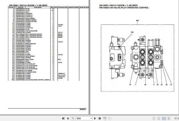 Tadano Rough Terrain Crane GR 300E 1 00214 4 Boom 2 Jib 2M2D Parts Catalog 2
