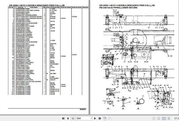 Tadano Rough Terrain Crane GR 300N 1 00101 6 Boom H Winch W O Free Fall Jib Parts Catalog 2