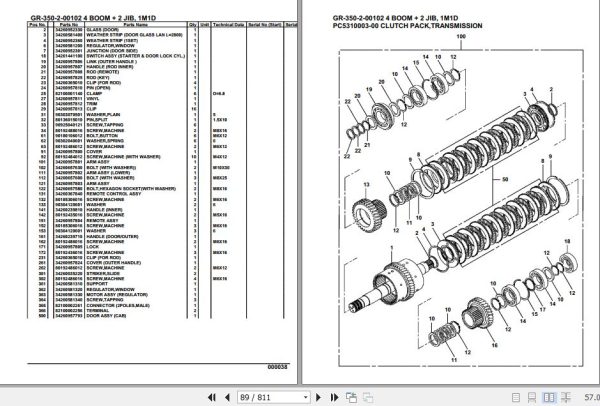 Tadano Rough Terrain Crane GR 350 2 00102 4 Boom 2 Jib 2M2D Parts Catalog 2