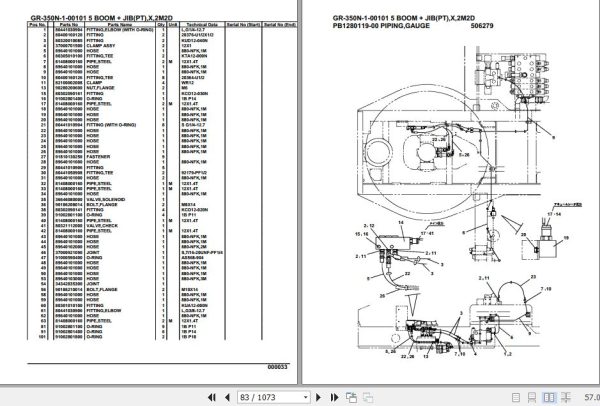 Tadano Rough Terrain Crane GR 350N 1 00101 5 Boom Jib PT X 2M2D Parts Catalog 2
