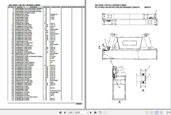 Tadano Rough Terrain Crane GR 350N 1 00103 4 Boom X 2M2D Parts Catalog 2