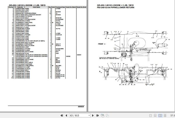 Tadano Rough Terrain Crane GR 450 1 00103 4 Boom 2 Jib 1M1D Parts Catalog 2