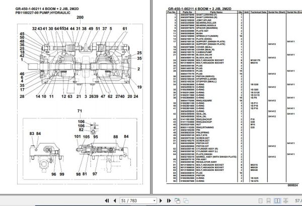 Tadano Rough Terrain Crane GR 450 1 00211 4 Boom 2 Jib 2M2D Parts Catalog 2